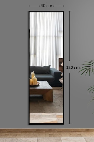 Siyah Düz Dekoratif Boy Duvar Aynası,siyah 40x120 Diğer