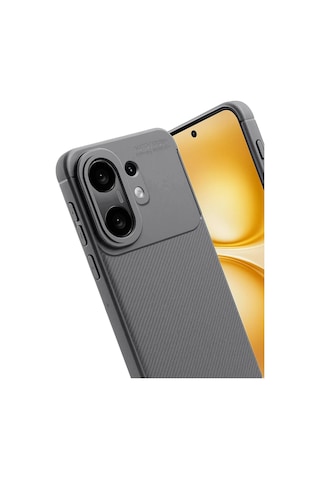 Vivo X200 Fe Uyumlu Kılıf Karbon Tasarım Kamera Korumalı Silikon Telefon Kılıfı Kapak Gri