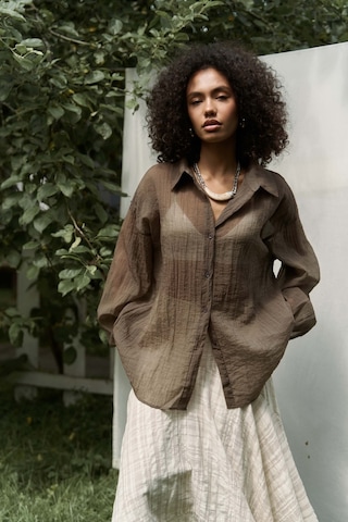 Mai Collection Mai Studios Co. Syaritta Oversize Kahve Transparan Gömlek Kahve