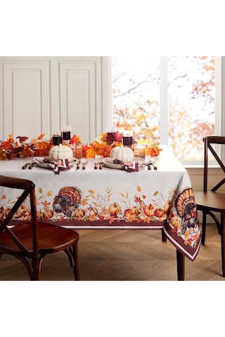 Lexroo Home Fashions Autumn Heritage Türkiye Mühendislik Masa Örtüsü, 132 Cm X 177 Cm Dikdörtgen Çok Renkli