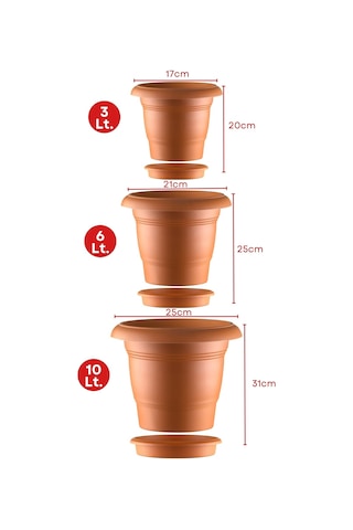 Nandy Home 3'lü Antik Model Saksı Seti