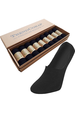 Trendcorap Premium 9'lu Dikişsiz Kaydırmaz Silikon Topuklu Bambu Erkek Ve Bayan Babet Çorap Siyah Trendcorap Premium 9'lu Dikişsiz Kaydırmaz Silikon Topuklu Bambu Erkek Ve Bayan Babet Çorap Siyah