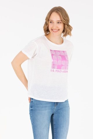 U.S. Polo Assn. Kadın Ekru Bisiklet Yaka Tişört 50265366-VR019