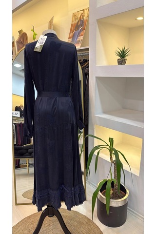 Misswhence Cupro İpek Elbise 38809 Lacivert Lacivert