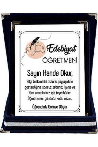 Edebiyat Öğretmenine Hediye Isim Baskılı Plaket