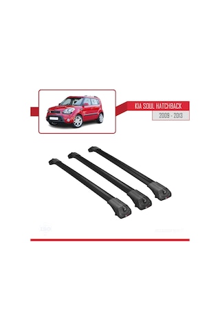 Kia Soul Hatchback 2009-2013 Arası İle Uyumlu Ace-1 Ara Atkı Tavan Barı Siyah 3 Adet Bar
