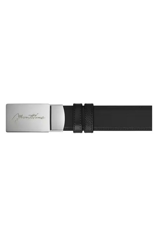 Montblanc Sartorial Deri Plaka Tokalı 30 Mm Çift Taraflı Kemer 22 Siyah