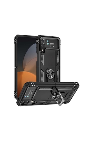Galaxy Z Flip 4 Kilif Zore Vega Yüzüklü Standli Zirh Kilif 556701317