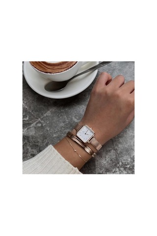Lunarie Dw Yazı Baskılı Rose Gold Renk Çelik Kelepçe Altın