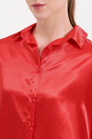 3985 Oversize Saten Gömlek - Kırmızı 3985bgd19-006-14516 001