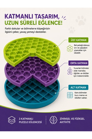 Outward Hound Lickin' Layers 3 Katmanlı İnteraktif Köpek Zeka Oyuncağı Ve Yavaş Beslenme Mama Kabı