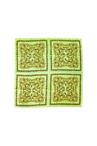Tikitonki Kare Kesim Etnik Çiçek Desenli Yeşil Eşarp - 90x90 Yeşil Yeşil
