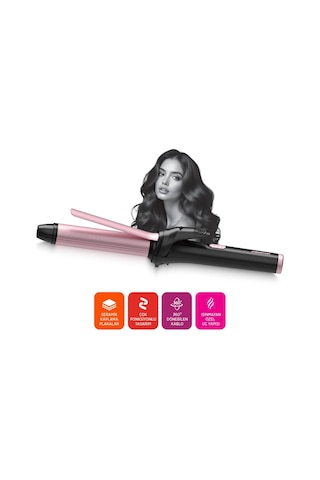 Polosmart Pbs823 Kablolu 2 İn 1 Saç Şekillendirici Ve Düzleştirici 53w 200 Derece Rose Gold