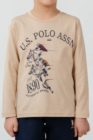 U.S. Polo Assn. Erkek Çocuk Pijama Takımı Baskılı Krem Uzun Kol Pijama Takımı Us2637-c-v1 Us2637-c-v1