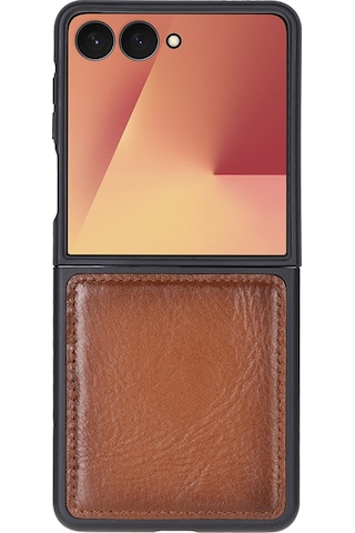 Samsung Galaxy Z Flip7 Uyumlu, Hakiki Deri, El Yapımı Arka Kapak Gölgeli Taba Taba