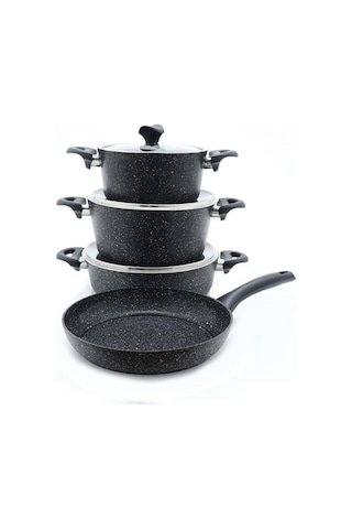 Taç Granit 7 Parça Tencere Seti Takımı Master Cook Siyah