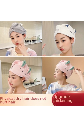 Yaozixa Kareli Pamuk Yumuşak Kuru Saç Şapka, Ultra Absorban Triangular Desenli Banyo Kapağı, Japon Stili Kartoon Tavşan Kulaklı Saç Kurutma Havlusu Diğer
