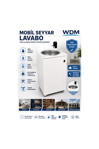 Seyyar Lavabo Mobil Yeni Yönetmeliğe Uygun Model Beyaz