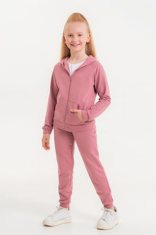 Ahengim Kız - Erkek Çocuk Basic Fermuarlı Okul Eşofman Takımı Ak0785 Pembe