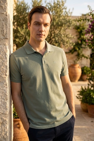 Süvari Slim Fit Düz Baskısız Pike Düğmeli Polo Yaka Nefes Alabilen T-shirt Su Yeşili