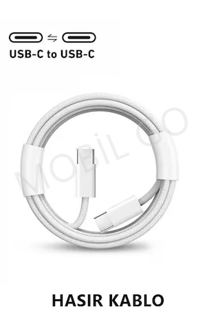 İphone 15-16-17 Pro Max Plus Uyumlu Type-c Hasır Yeni Nesil Hızlı Şarj Kablosu -