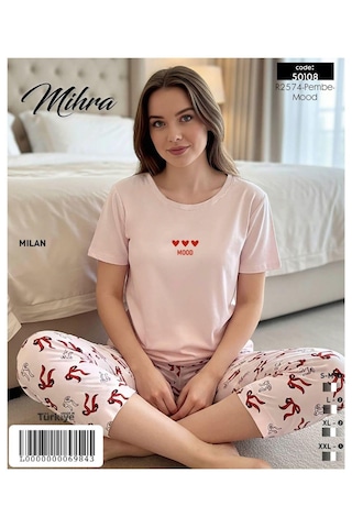 Miressa Kadın Kapri Pijama Takımı PEMBE Miressa Kadın Kapri Pijama Takımı PEMBE