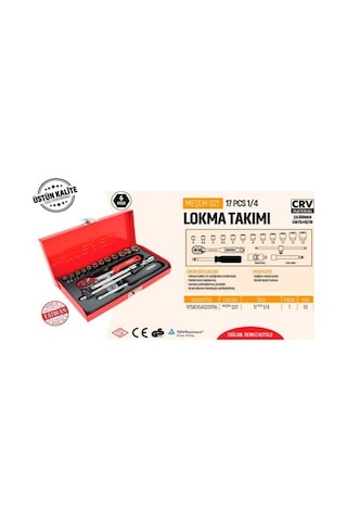 Meşem 17 Parça 1/4" Lokma Takımı Çantalı Meşem021