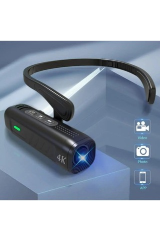 4k Kafa Monte Video Kamera - 120 Geniş Açı Lens, Anti-shake, Dahili Pil, App Kontrolü