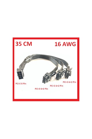 8 Pin 3 Port Erkek Ekran Kartı Güç Çoklayıcı Kablo Pcı-e Molex Dönüştürücü Kablo 16awg