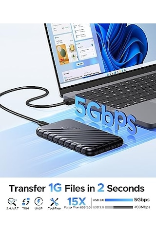 2.5 Inç Hdd Ssd Harici Slim Harddisk Kutusu 2020u3-bk Siyah