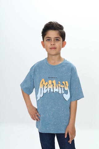 Toontoy Erkek Çocuk Reality Baskılı Tişört Mavi