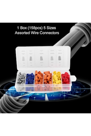 Yaozixa 158 Adet Otomobil Teli Bağlayıcı Seti Gri 40, Mavi 40, Turuncu 50, Sarı 18, Kırmızı 10 - Araç Elektrik Bağlantıları İçin Dayanıklı Plastik Kutulu Fırca Tipi Bağlayıcılar