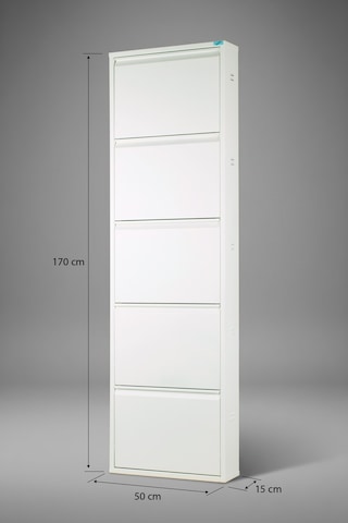 Metal Ayakkabılık 5 Kapaklı Beyaz Beyaz