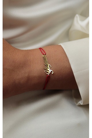 Diamine 14 Ayar Altın İsim İpli Bileklik Sarı Altın