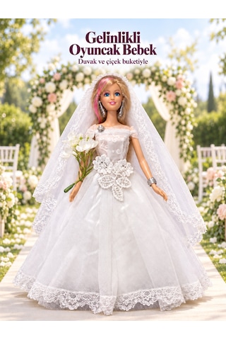 Halley Gelinlikli Moda Oyuncak Bebek - Duvaklı & Buketli - Sarı Uzun Saçlı Halley Gelinlikli Moda Oyuncak Bebek - Duvaklı & Buketli - Sarı Uzun Saçlı