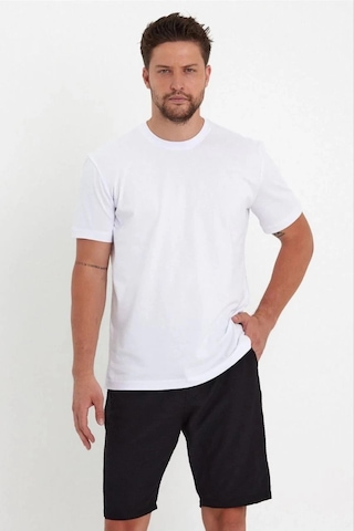 Barlashive Erkek Düz T-shirt Kısa Kol Bisiklet Yaka Regular Fit Rahat Kalıp Günlük Tişört - Beyaz Çok Renkli