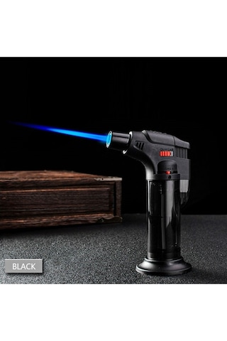 Orta Boy Doldurulabilir Depolu Pürmüz Alev Çakmak 1300 C - Torch Siyah