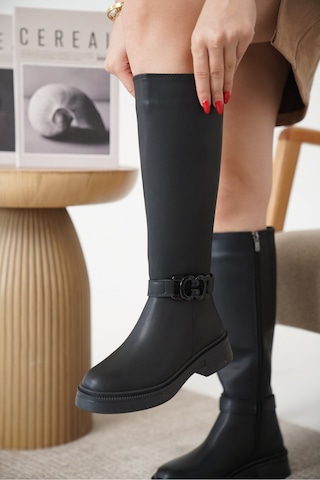 D942 Soğuk Geçirmez Kışlık Kadın Çizme Siyah