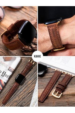 Apple Uyumlu Watch 42 44 45 49 Mm Ultra Deri Kordon Crazy