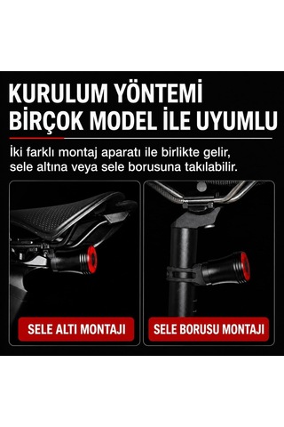 Akıllı Fren Sensörlü Bisiklet Arka Lambası Çok Renkli