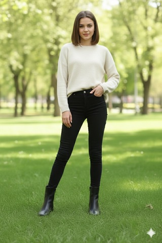 Nude Kadın Şık Sade Sıyah Bot 091 Sıyah