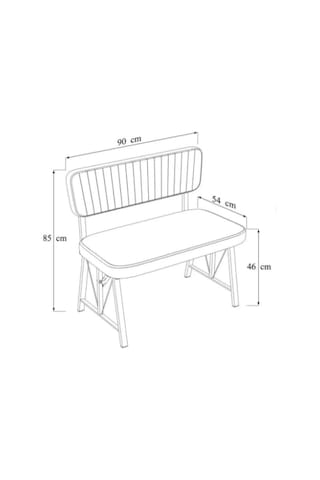 Raht Serisi Metal İskeletli Bench - 90 Cm Keten Kumaş Modern Mutfak & Antre Pufu - 1 Adet Siyah