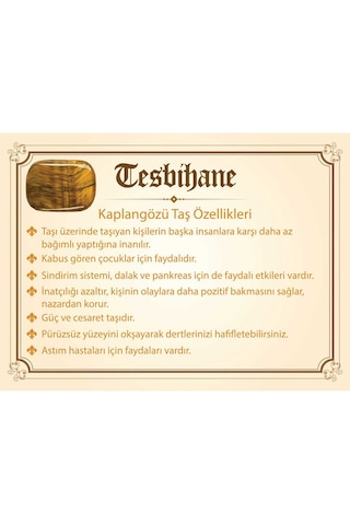 Kararmaz Metal Püsküllü Küre Kesim Kaplangözü Doğaltaş Tesbih N11.7314