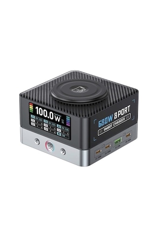 Wlx-r8a 8in1 680w Pd + Qc + Usb Şarj İstasyonu 15w Kablosuz Şarj Masaüstü Çoklu Hızlı Şarj