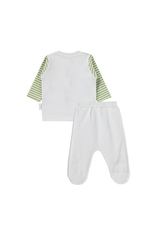 Nova Baby Yeşil Elma Kokulu Önden Açık 1-6 Ay Pijama Takımı - Ekru