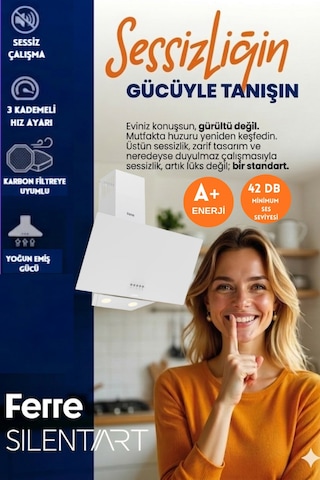 Afm Tech & Ferre Alfa D087-SA + FM7701 + FM-BD2201 Sessiz Silentart Turbo Beyaz Dijital Ankastre Set