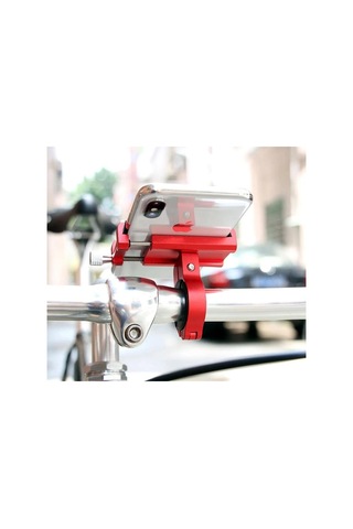 Valkyrie X-81s Metal Motorsiklet Bisiklet Cep Telefonu Tutucu - Alüminyum Alaşım Darbeye Dayanıklı Paslanmaz - 360 Derece Evrensel Kırmızı