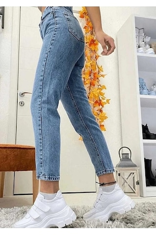 Woddi Joyn Mom Jean Mavi Kar Mom Likralı Kot Pantolon-3 Taş1