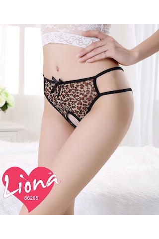 Liona Kadın Leopar Desen Fantazi Iç Giyim Tanga Külot Çamaşır