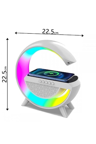 Wireless Kablosuz Şarj Destekli Radyolu Rainbow Aydınlatmalı Bluetooth Hoparlör Fm Radyo